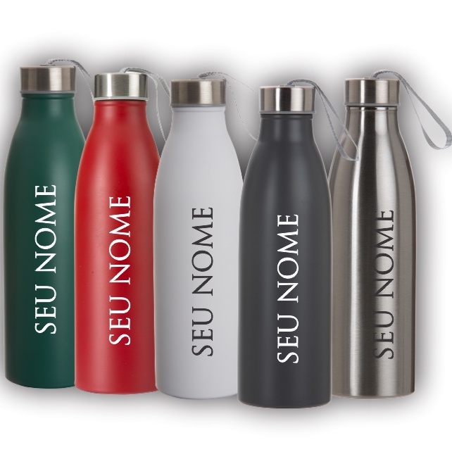 Garrafa Inox 750 Ml Personalizada C Nome Frase Logotipo Time De