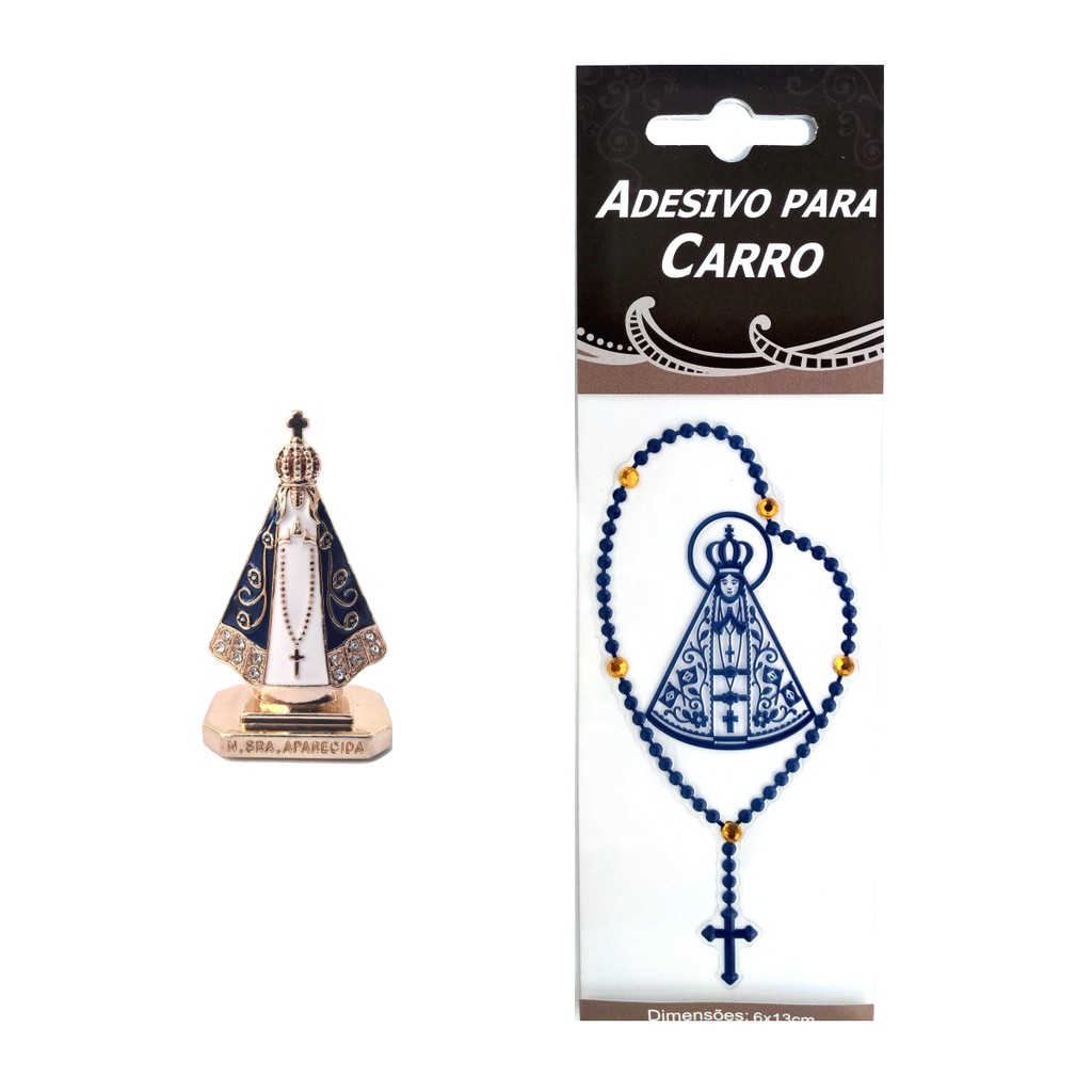 Kit Imagem Nossa Senhora Aparecida E Adesivo Cor Azul Nossa Senhora