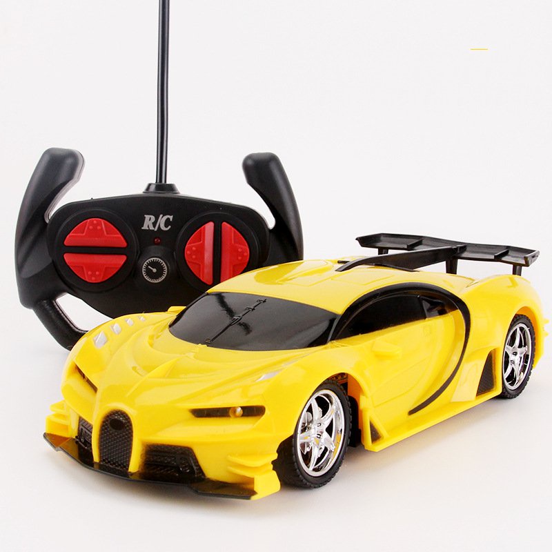 Carro De Controle Remoto RC 1 18 Bugatti Amarelo Luzes Led De