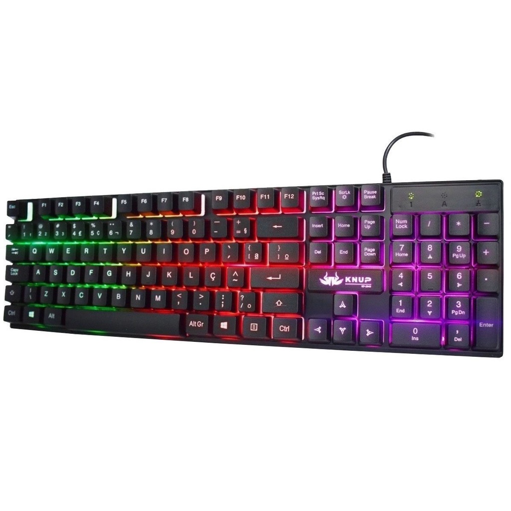 Teclado Gamer Led Fio Usb Knup Kp Abnt Portugues Brasil