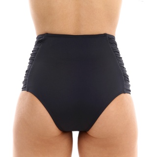 Biquini Calcinha Hot Pants Cintura Alta Lateral Larga Franzida Retro