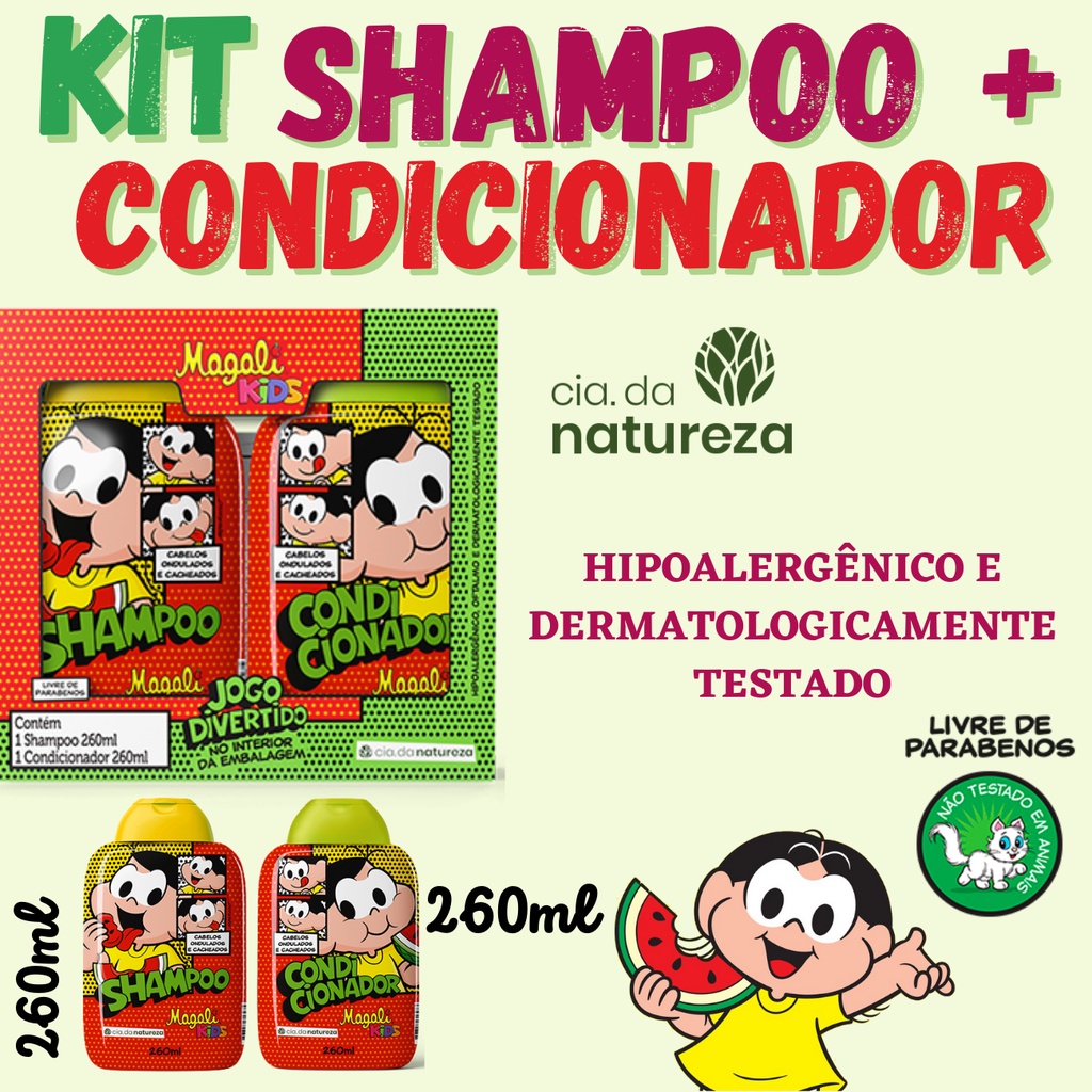 Kit Infantil Shampoo E Condicionador Turma Da Monica Magali Para