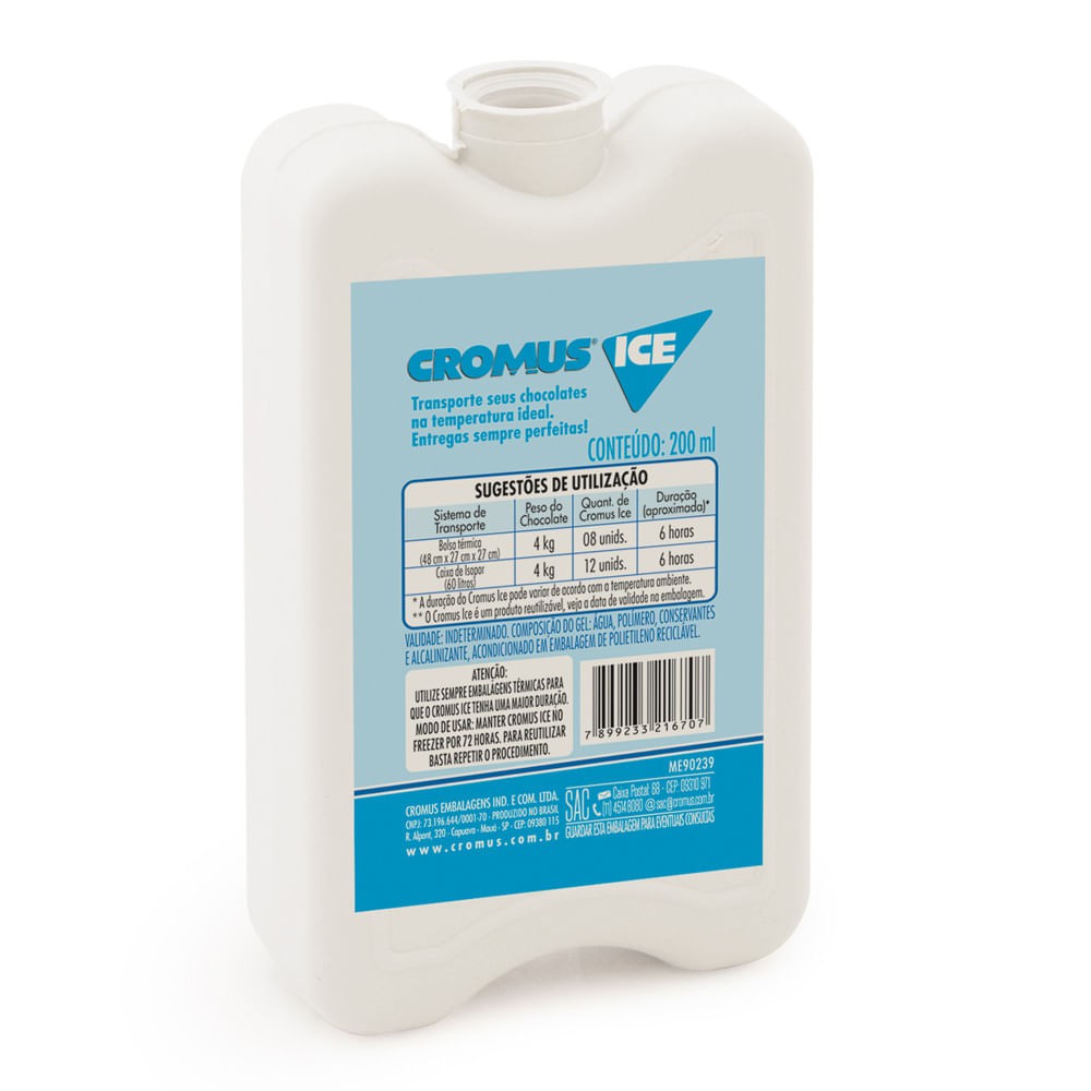 Cromus Ice 200ml Transporte Chocolate Gelo Em Gel Reutilizável Para