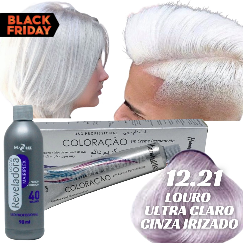 Cabelo Loiro Platinado Kit Tinta e Água Oxigenada Coloração 12 21