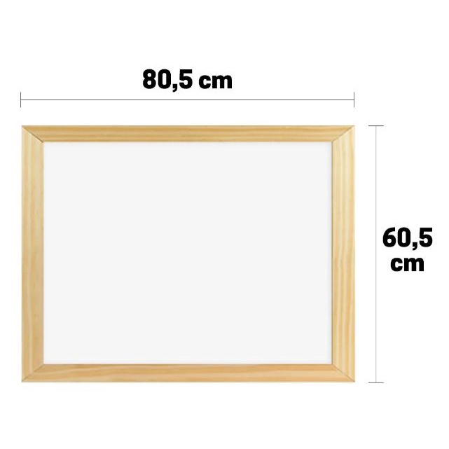 Lousa Quadro Branco Marcador Moldura Em Madeira 80X60cm Escolar