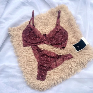 Kit 3 Conjuntos De Renda Sem Bojo Aro E Calcinha Tanga Fio Lingerie