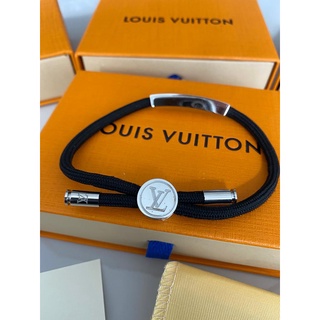 Pulseira Louis Vuitton Space Ajustavel Preta E Prata Caixa Folheto E