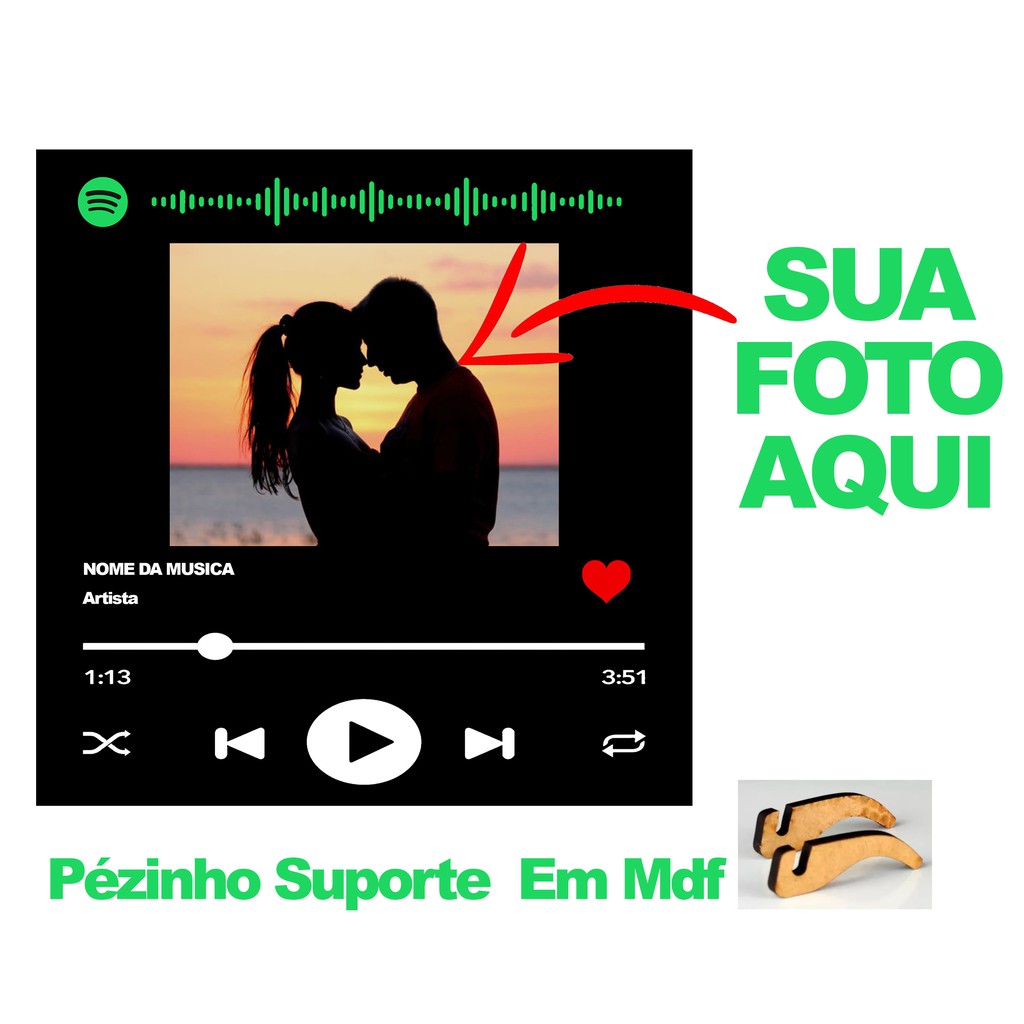 Placa Mdf X Interativa M Sica Spotify Personalizada Foto E