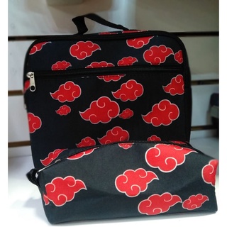 KIT Mochila GRANDE Escolar Juvenil NARUTO AKATSUKI Rodinha Lancheira