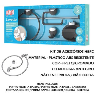 Kit Banheiro Completo 05 Acessórios Torneira e Ducha Higienica