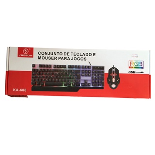 Kit Teclado E Mouse Gamer Fio Usb E LED RGB KAPBOM KA 688