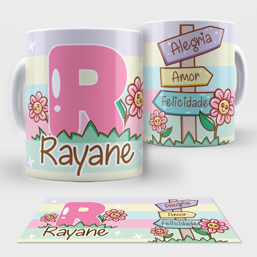 Caneca Personalizada Inicial E Nome Florzinha 325ml Shopee Brasil