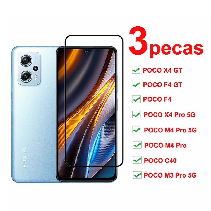 Película Celular POCO X4 GT Película de Vidro 3 peças de cobertura