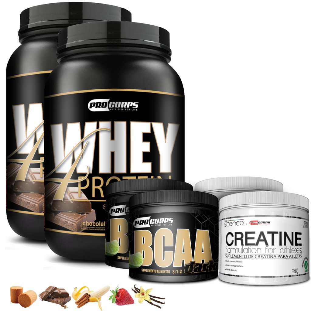 Kit Whey Protein G Bcaa Em P Creatina Pura Shopee