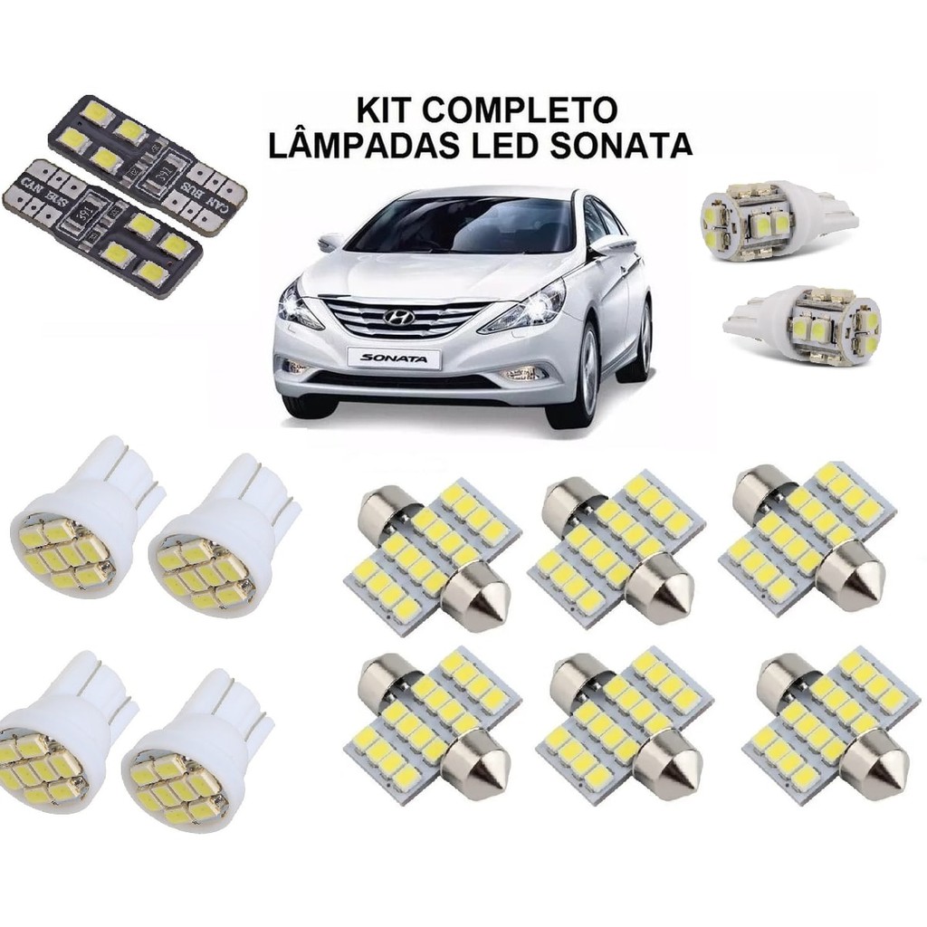 Lampadas Automotivas De Led Hyundai Sonata Kit Completo Teto Pingo Meia