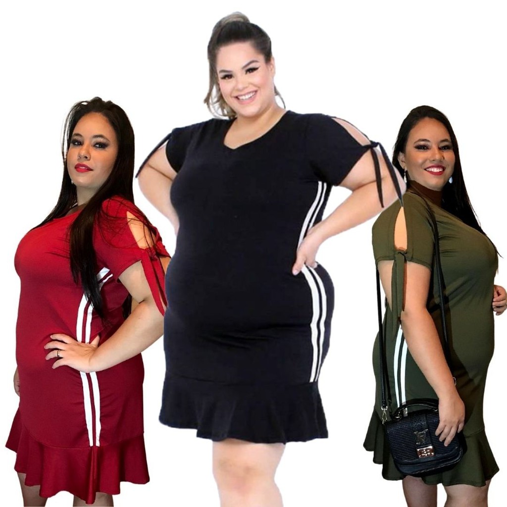 Vestido Feminino Plus Size Soltinho Verao Rodado Babado Malha Estica