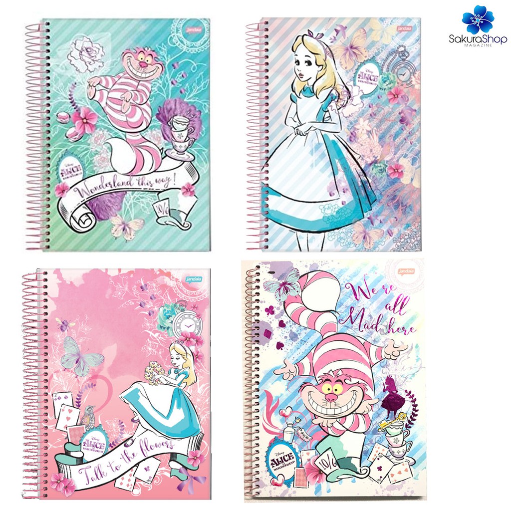 Caderno Universitário Alice no País das Maravilhas 96 Folhas Shopee