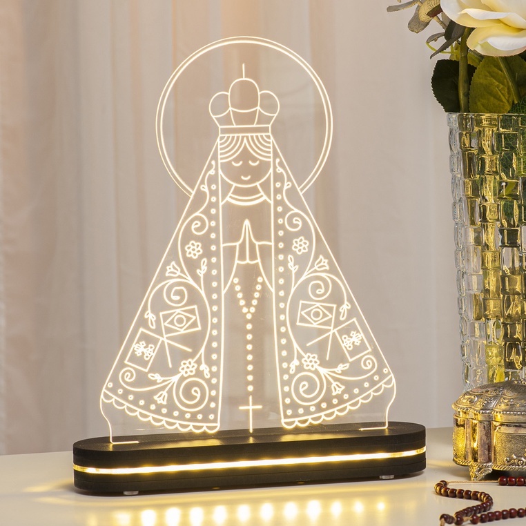 Lumin Ria D Led Nossa Senhora Aparecida Cm Abajur Shopee Brasil