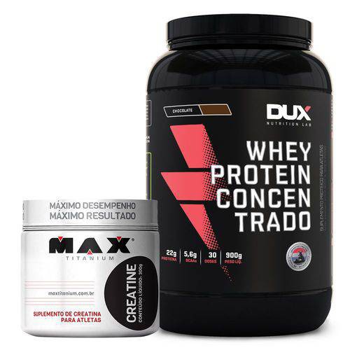 Kit Whey Concentrado 900g Dux Creatina 300g Max Titanium Shopee Brasil