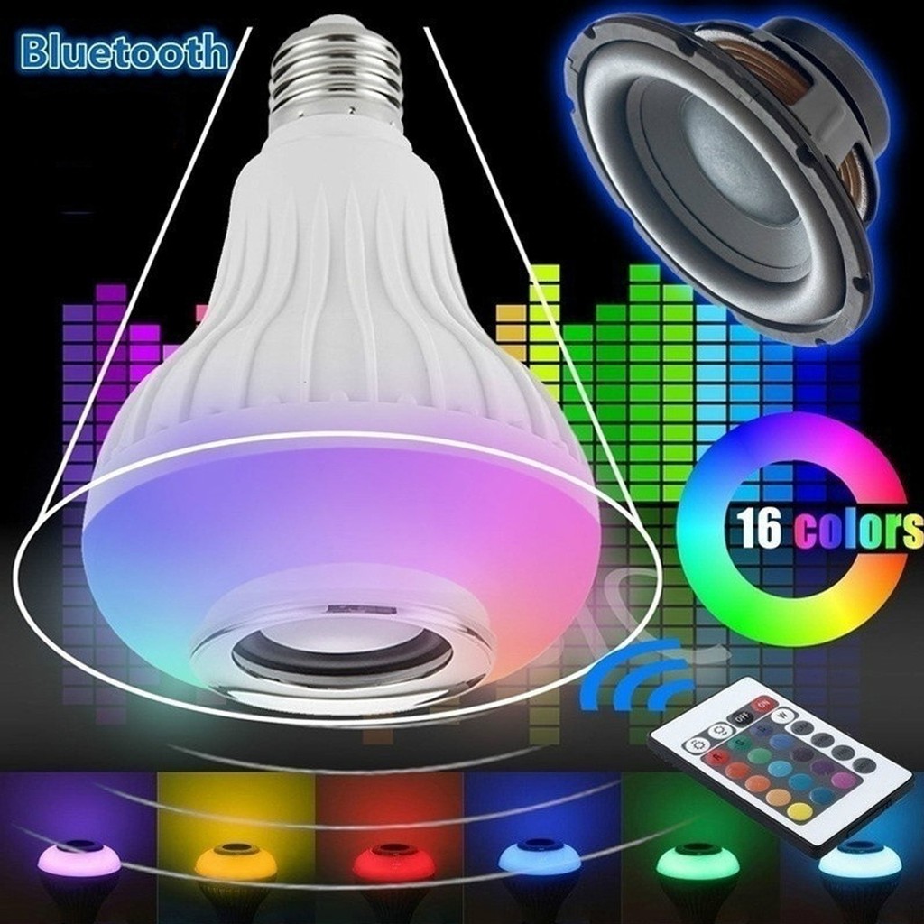 L Mpada Bluetooth De Led Caixa De Som C Controle W Rgb Shopee Brasil