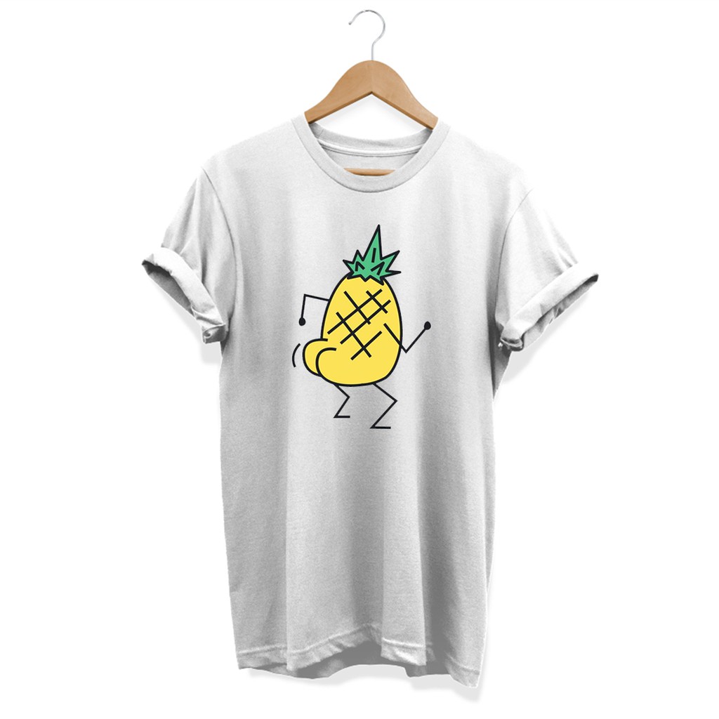 Camiseta basica unissex algodão engraçada abacaxi bundinha dançando