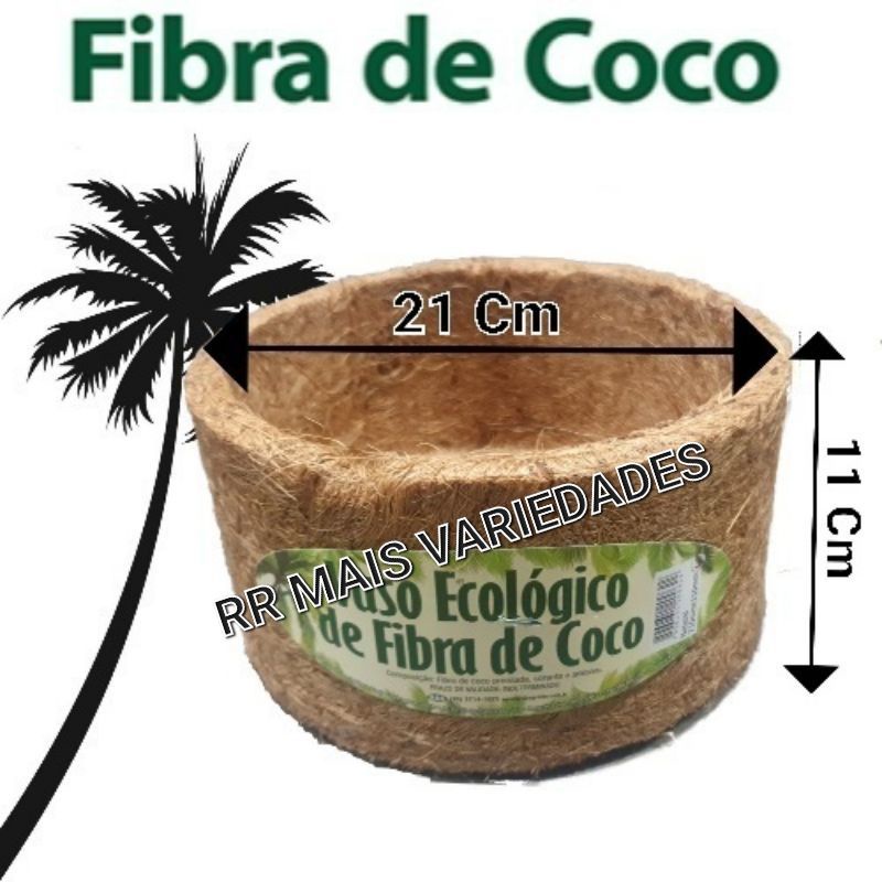 Vaso Xaxim de Fibra de Coco 21x11 N3 Natural Número 3 Para Plantas