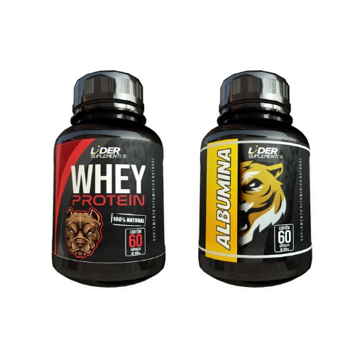 Whey Protein e Albumina 60 cápsulas De 500mg kit 2 potes Shopee