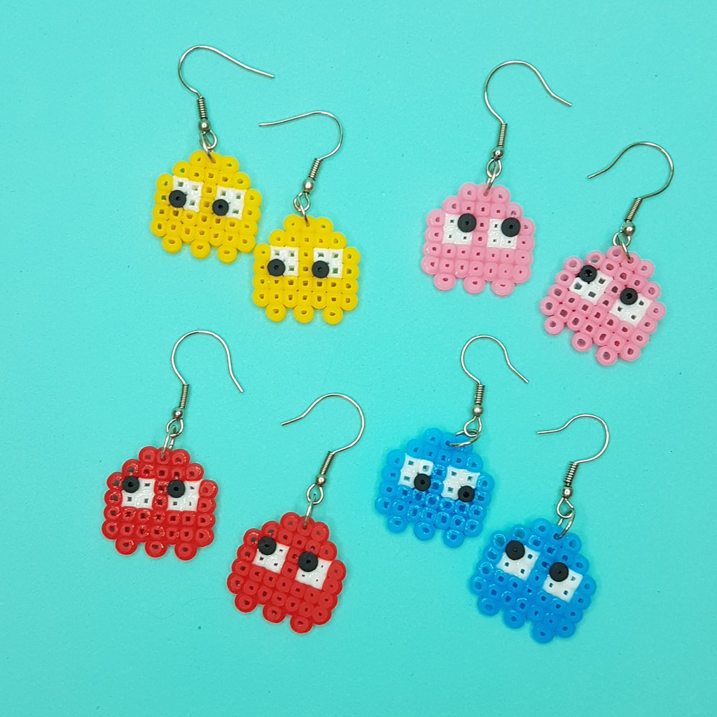 Brincos Ghost Pacman Pixel Art Pixel Arte Perler Beads Shopee Brasil