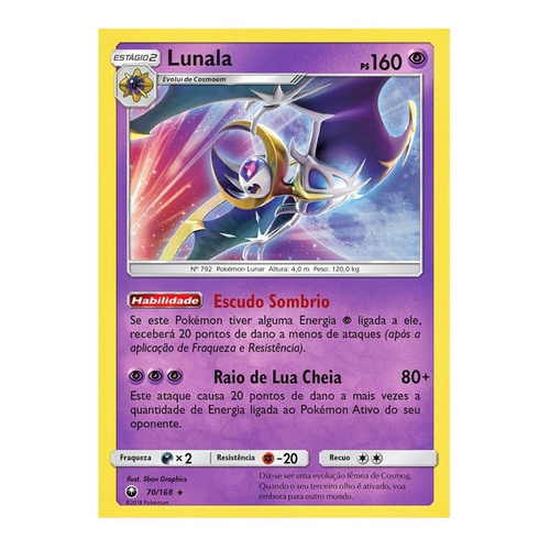 Carta Pokémon Lendário Lunala Holográfica Original Pt BeeCost