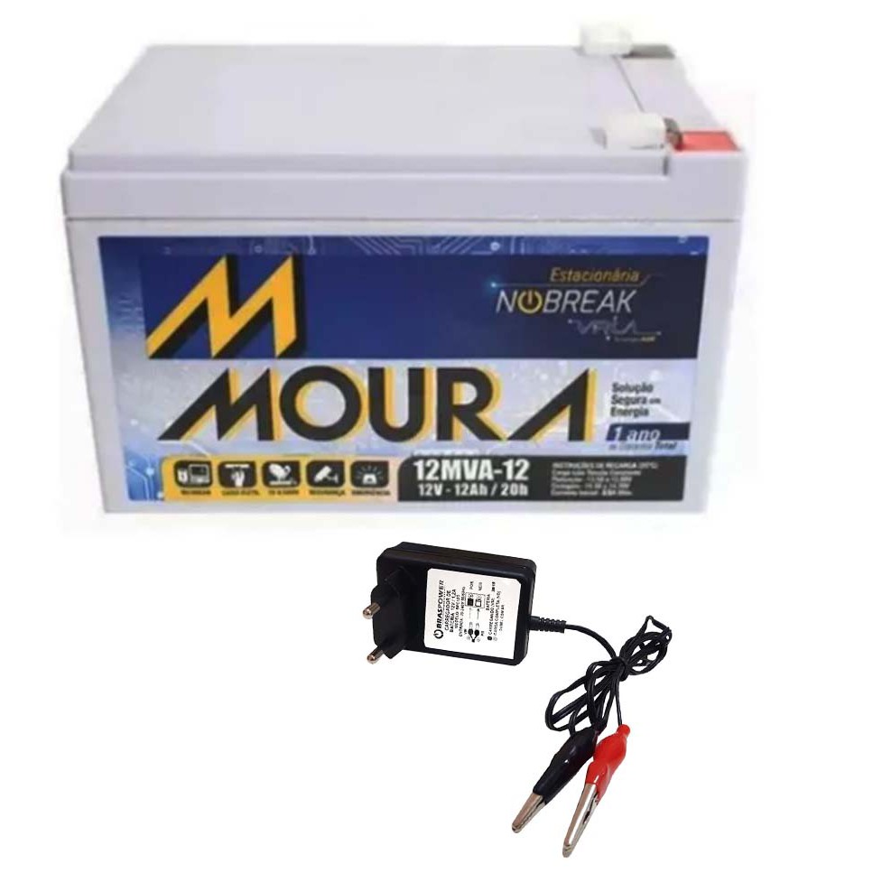 Bateria Selada Moura V Ah Carregador Led Nobreak Shopee Brasil