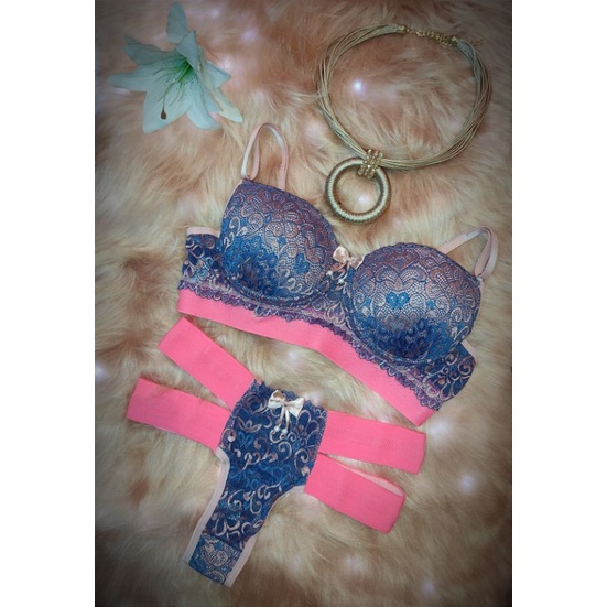 Conjunto De Lingerie Renda Neon Shopee Brasil