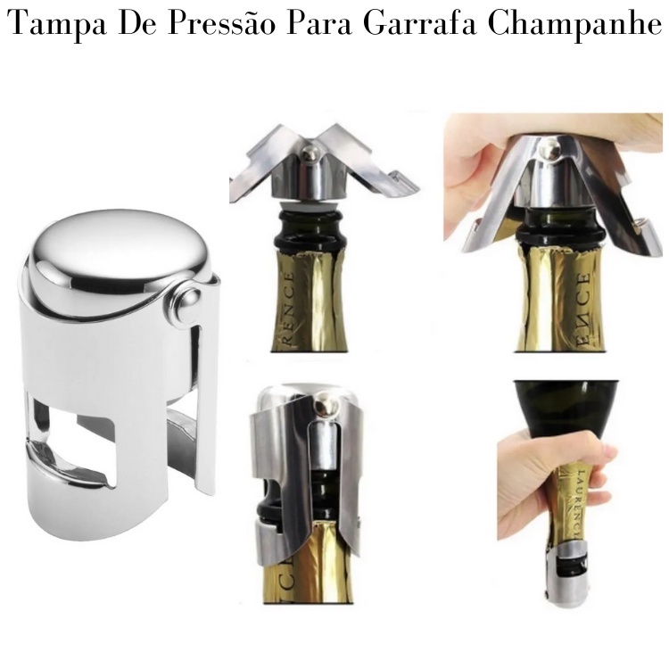 Tampa Para Garrafa Champagne Espumante Rolha Vacuo Inox Shopee Brasil