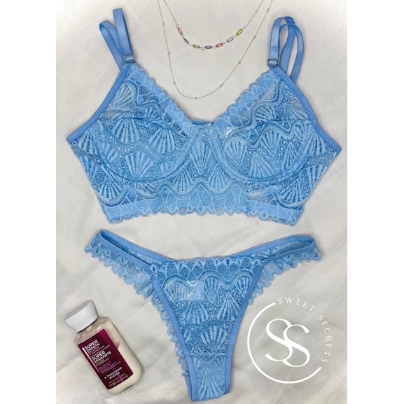 CONJUNTO GEOVANA SECRETS Conjunto Azul Bebe Lingerie Sem Bojo Aro