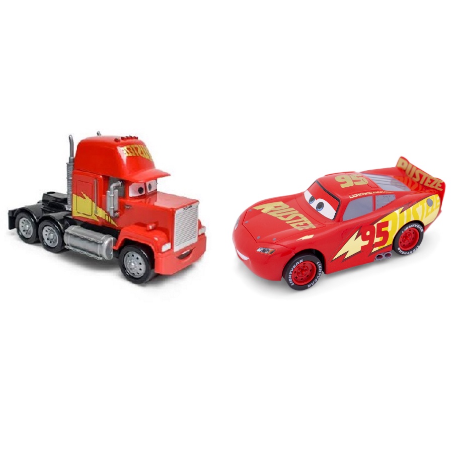 Relâmpago Mcqueen Rusteze e Mack Disney Carros Roda Livre 13cm Shopee