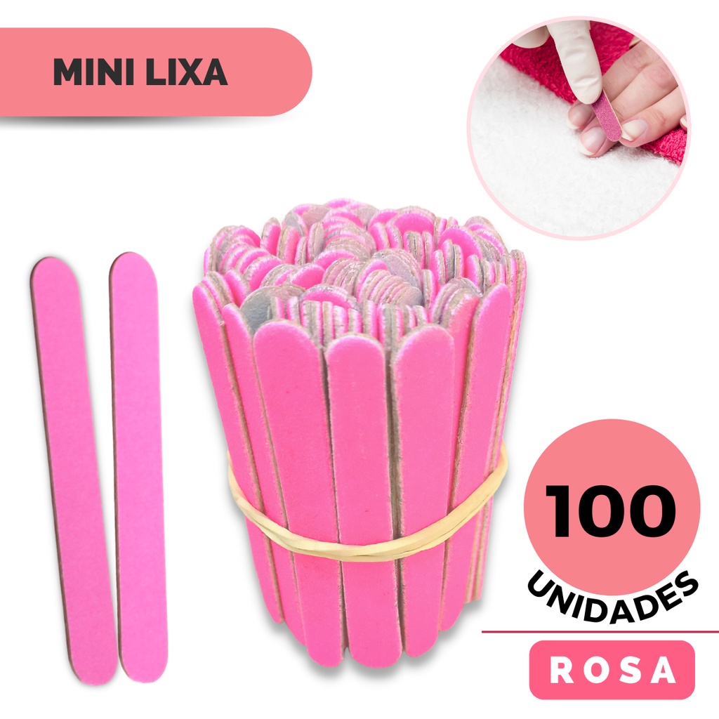 100 Lixas de Unha Mini Descartáveis Manicure Pedicure Profissional 8 cm