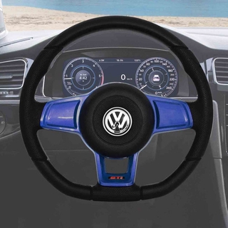 Volante Esportivo Universal Sem Cubo Base Reta Azul Modelo Golf Gti Mk