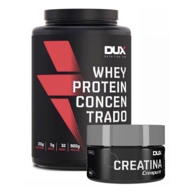 WHEY PROTEIN CONCENTRADO 900G CREATINA CREAPURE 100G DUX NUTRITION