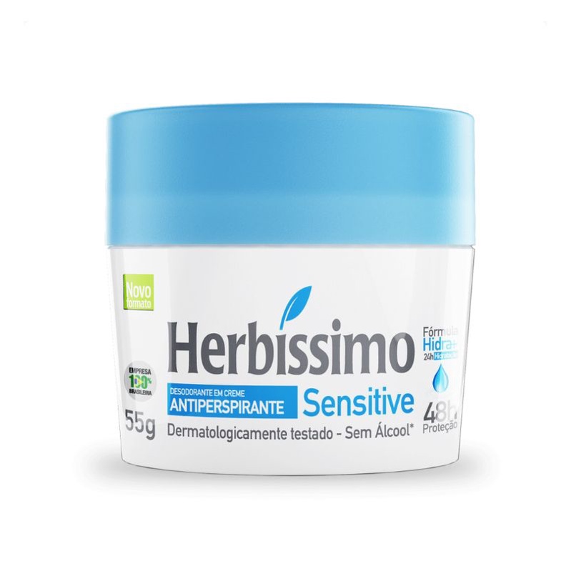 DESODORANTE CREME SENSITIVE HERBISSIMO 55G Shopee Brasil