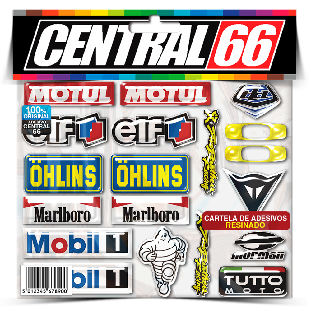 Cartela Adesivos Patrocinios Resinada Ohlins Individual Stickers Moto