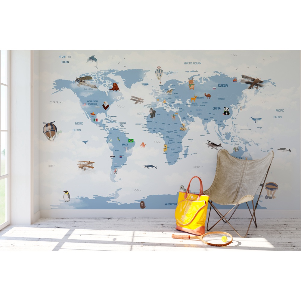 Papel De Parede Adesivo Mapa Mundi Infantil X Cm Shopee Brasil