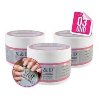 Kit 3 Gel X D Pink Nude 15g Led Uv Unhas Fibra Xd Acrigel Alongamento