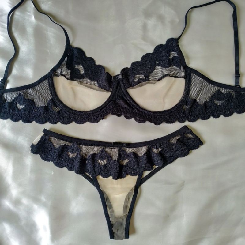 Conjunto Sexy Tule E Renda Lingerie Shopee Brasil