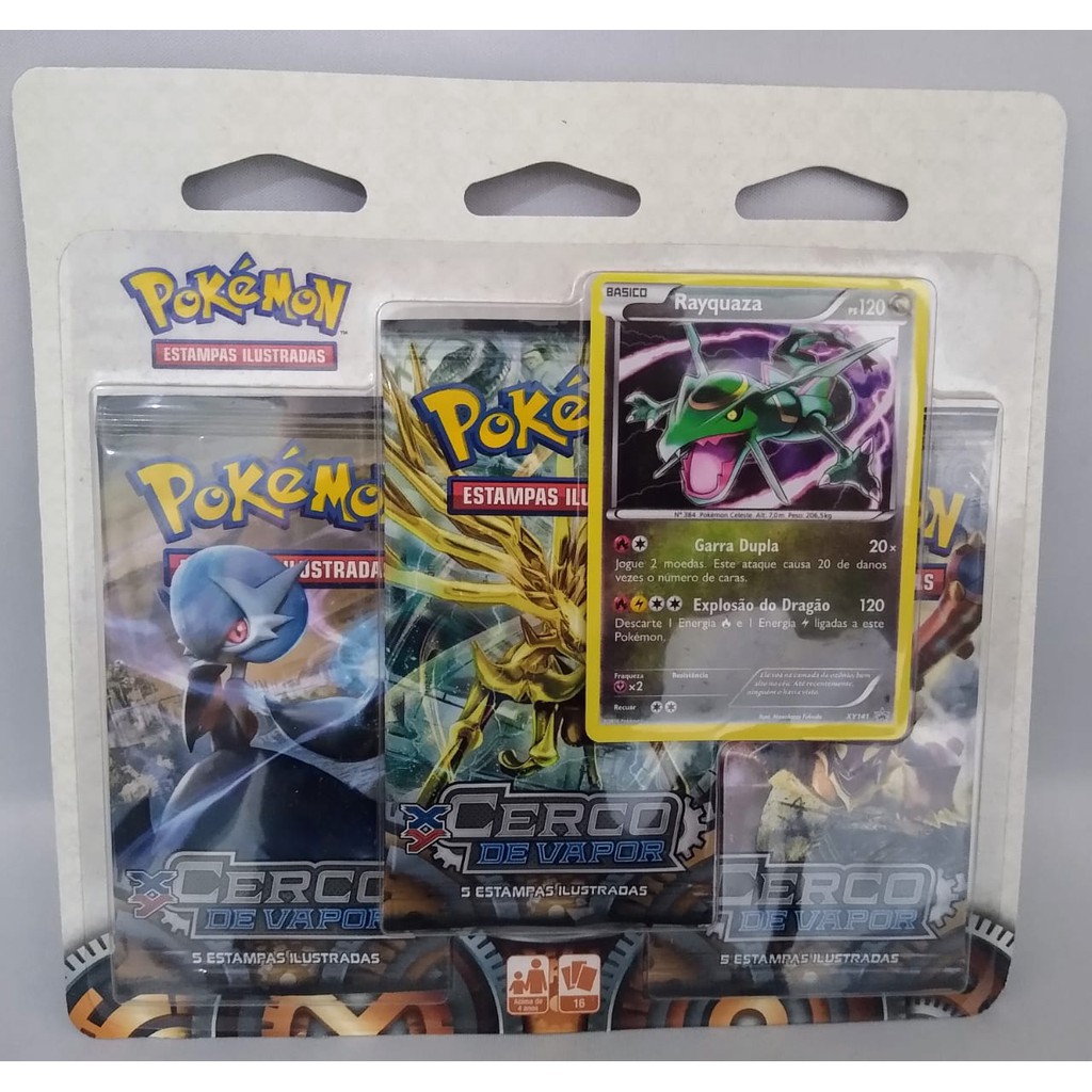 Pokémon - Triple Pack Cerco de Vapor - Rayquaza C/ 3 Boosters De Cerco de Vapor
