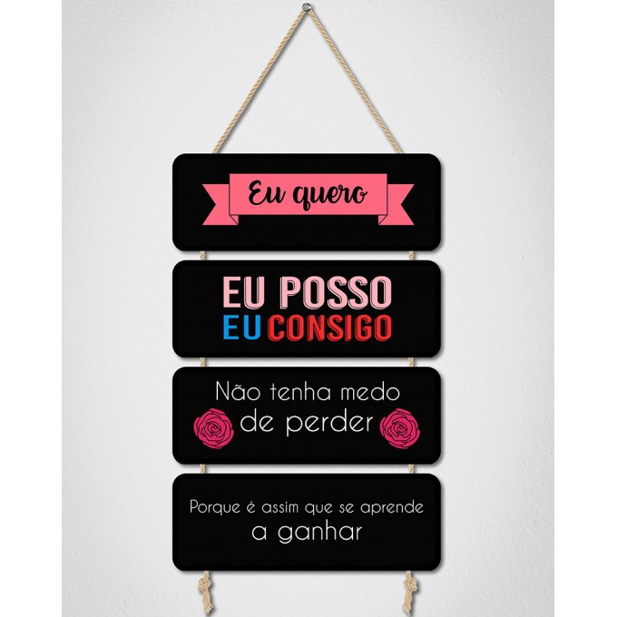 Placas Decorativas De Mdf Corda Frase Eu Quero Eu Posso Eu Consigo