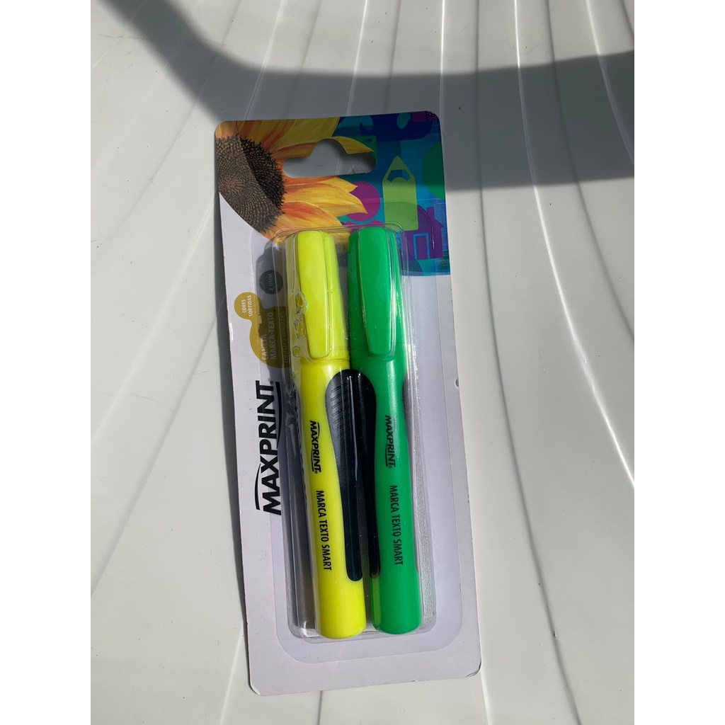 Kit 2 Canetas Marca Texto Neon Amarelo E Verde Grifador De Alta