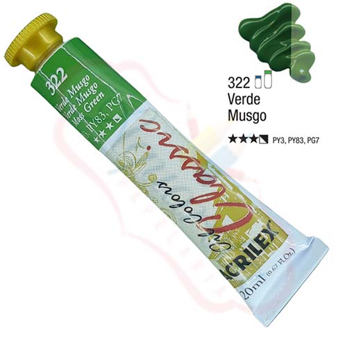 Tinta à óleo acrilex bisnaga 20ml verde musgo 322 BeeCost