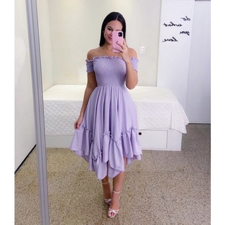 Vestido Lastex Midi Curto Moda Evangelica Manga Ciganinha Shopee Brasil