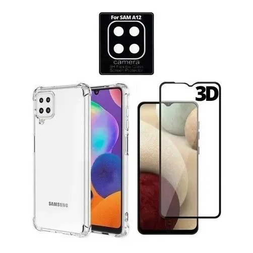 Capa Case Capinha Anti Shock Samsung Galaxy A12 Pelicula Vidro 3D