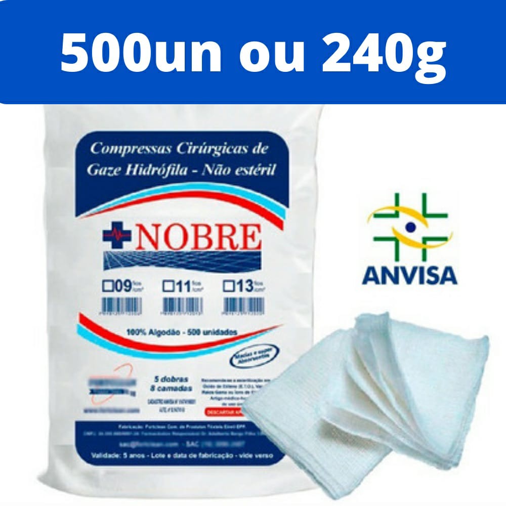 Compressa De Gaze 9 Fios 500 Unidades Hidrófila Pacote Anvisa