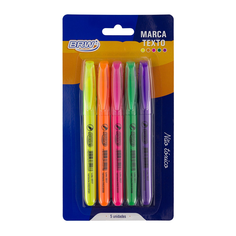 Kit Caneta Marca Texto BRW Fluorescente Material Escolar Shopee Brasil